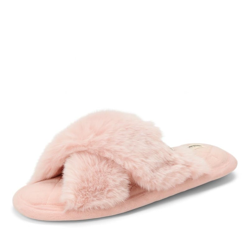 Dearfoams Womens Slide Slipper, Dusty Pink, Medium
